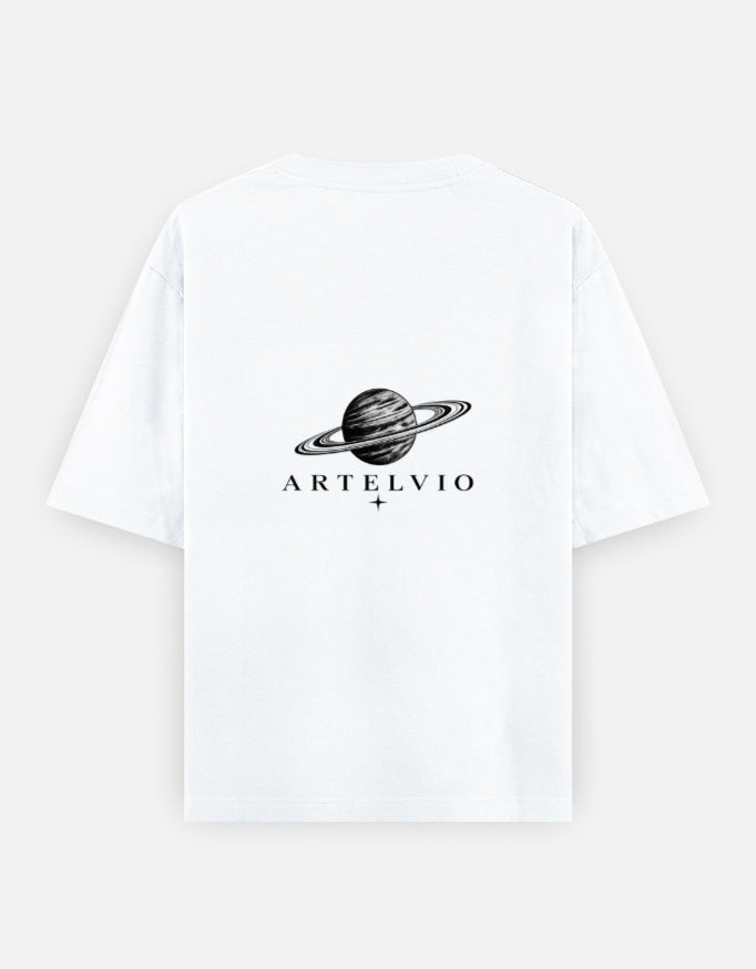 Artelvio GOOD VIBES ONLY oversized t-shirt back view in white