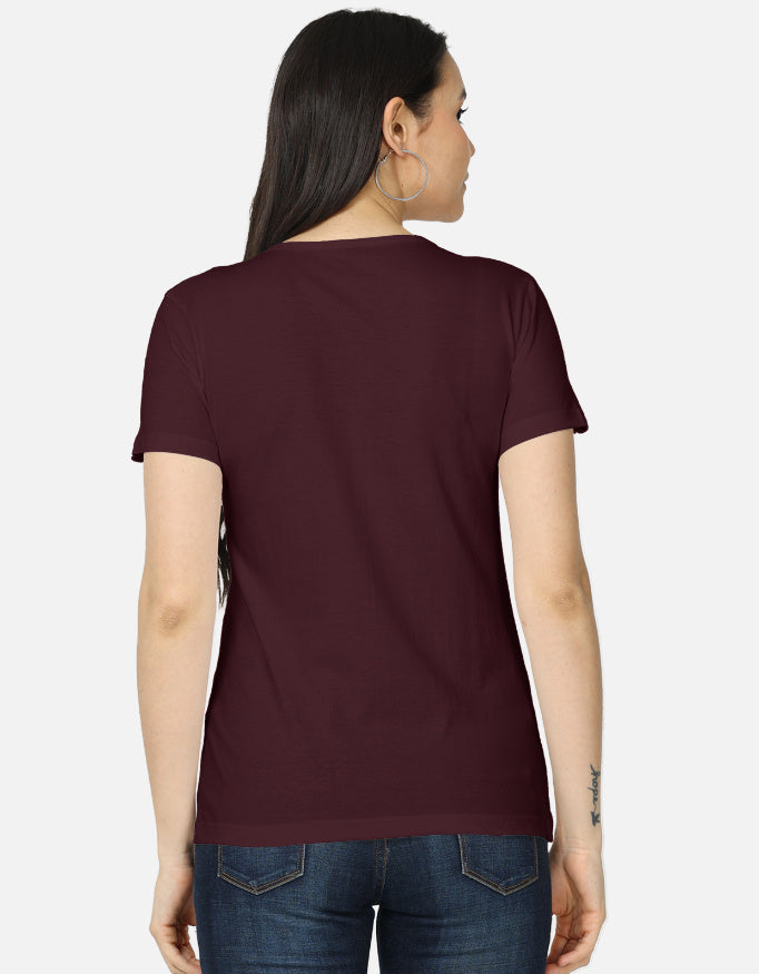 ARTELVIO maroon women's t-shirt with plain back