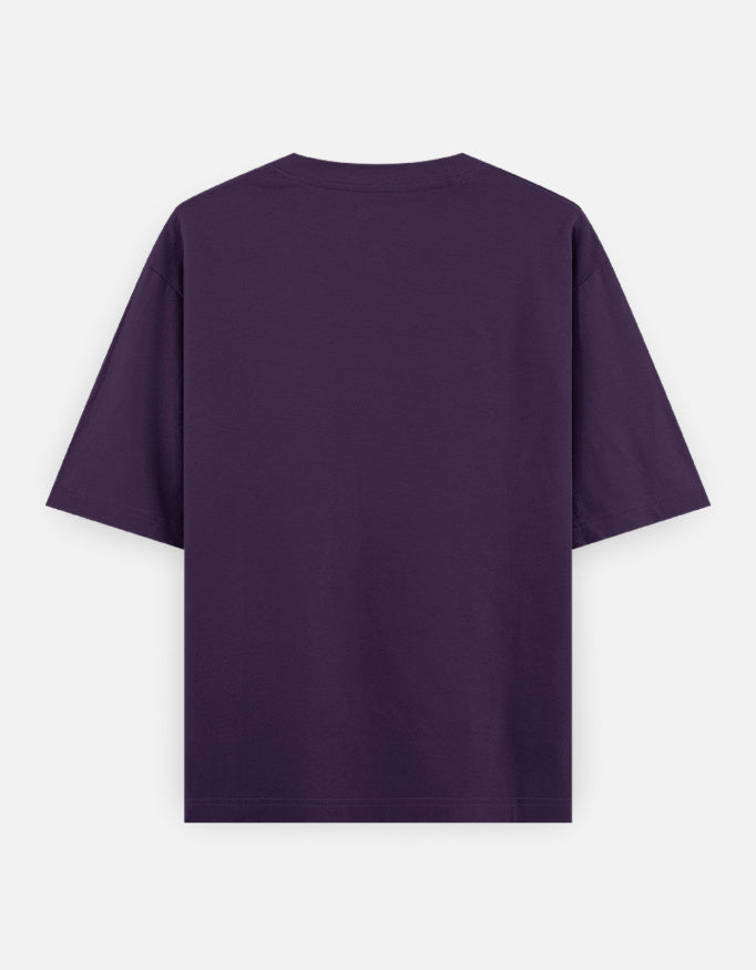 ARTELVIO Signal From Beyond oversized purple T-shirt back view, 240 GSM heavyweight cotton
