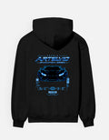 ARTELVIO Phantom Spec cyberpunk hoodie black back with blue car graphic