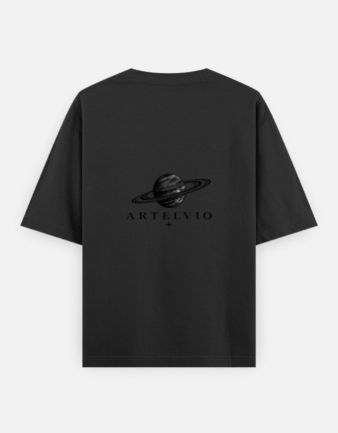 Artelvio GOOD VIBES ONLY oversized t-shirt back view in black