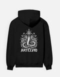 ARTELVIO Crown Cobra black hoodie with crowned snake graphic on back