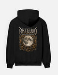 ARTELVIO Lunar Relic graphic hoodie black back with ornate full moon design
