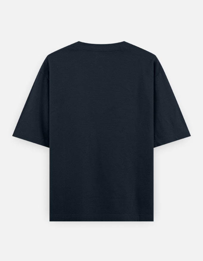 ARTELVIO COSMIC GRAVITY oversized T-shirt back view, plain blue