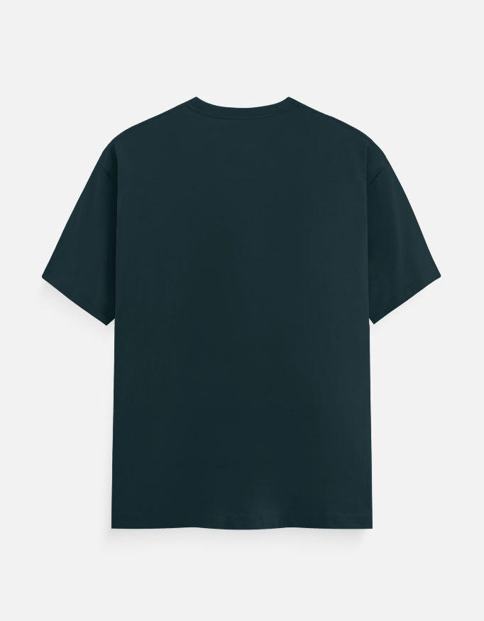 ARTELVIO Peacock Essence Tee petrol blue T-shirt, back view.