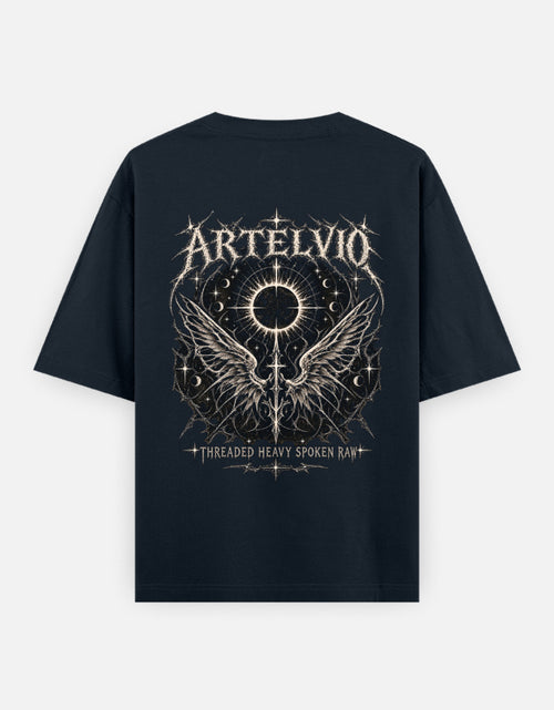 Artelvio Eclipse Wings Oversized Tee — RAW FEMME 002 in navy blue