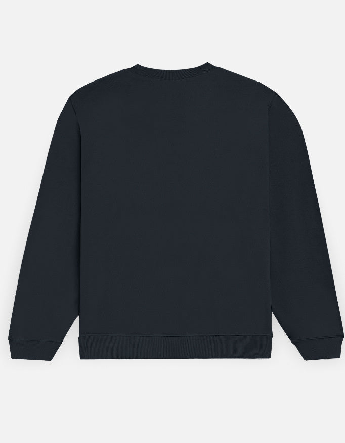 ARTELVIO Observe the Night Men's Navy Blue Sweatshirt, plain back view
