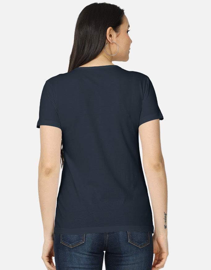 ARTELVIO navy blue women's t-shirt with plain back