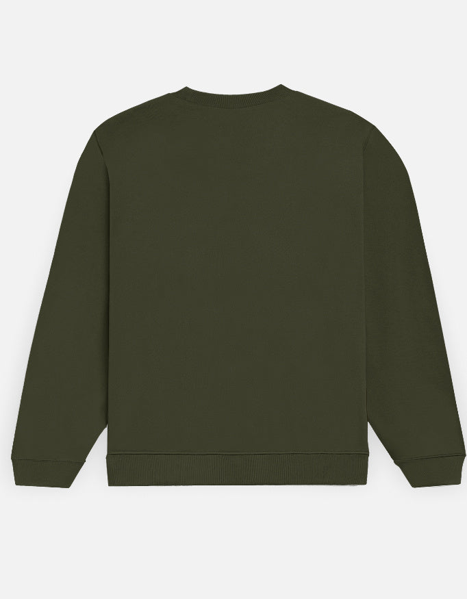 ARTELVIO Observe the Night Men's Olive Green Sweatshirt, plain back view
