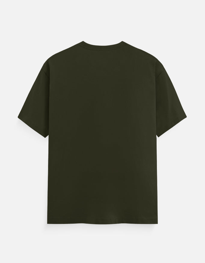 ARTELVIO Peacock Essence Tee olive green T-shirt, back view.