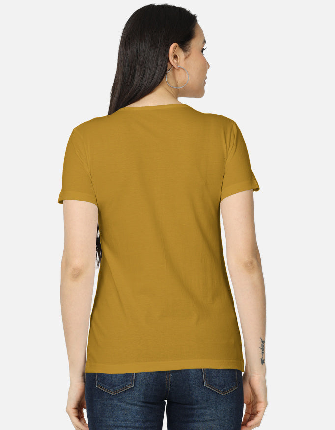 ARTELVIO mustard yellow women's t-shirt with plain back