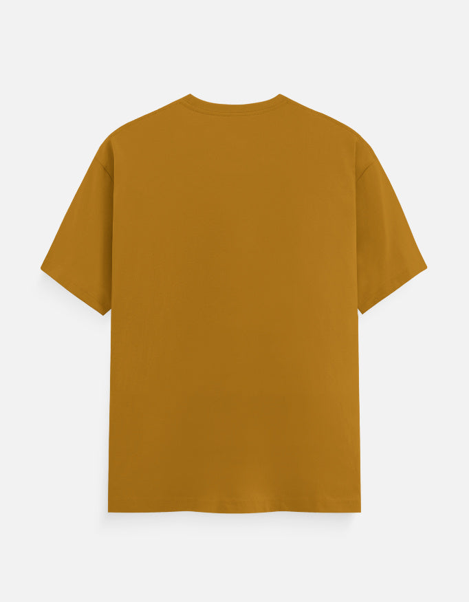 ARTELVIO Lunar Botanica Tee back view in mustard yellow, showing the plain T-shirt back