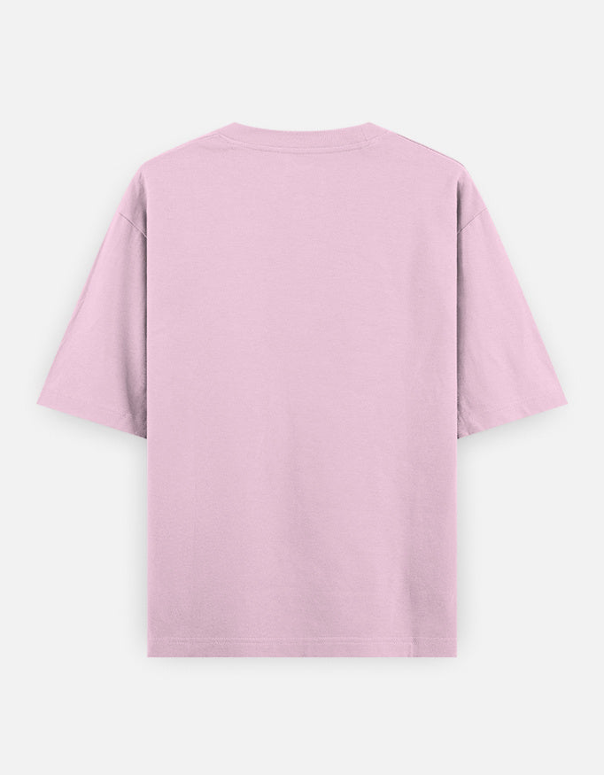 Pink oversized t-shirt, back view, plain solid-color design