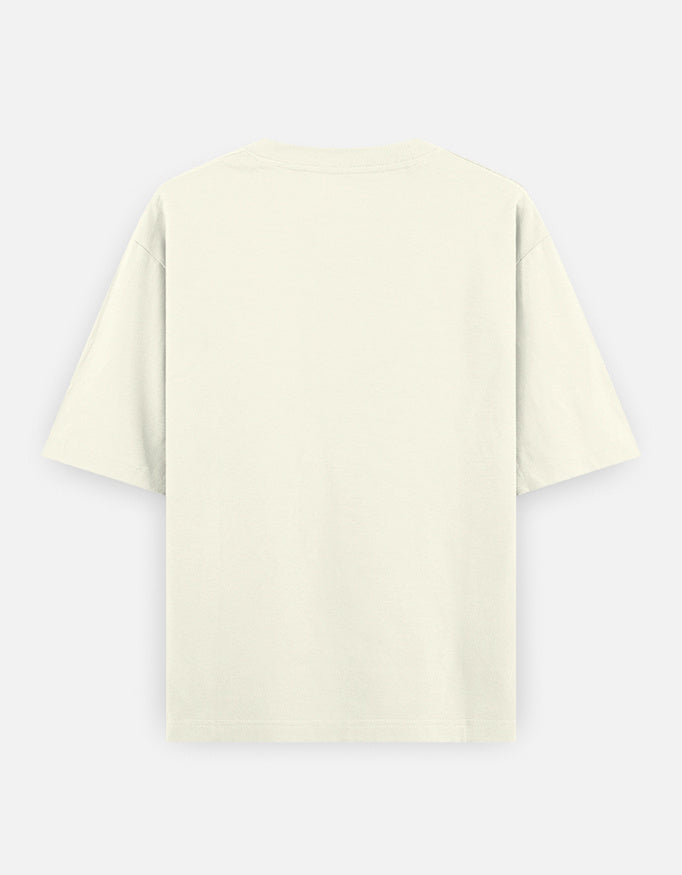 ARTELVIO Signal From Beyond oversized off white T-shirt back view, 240 GSM heavyweight cotton