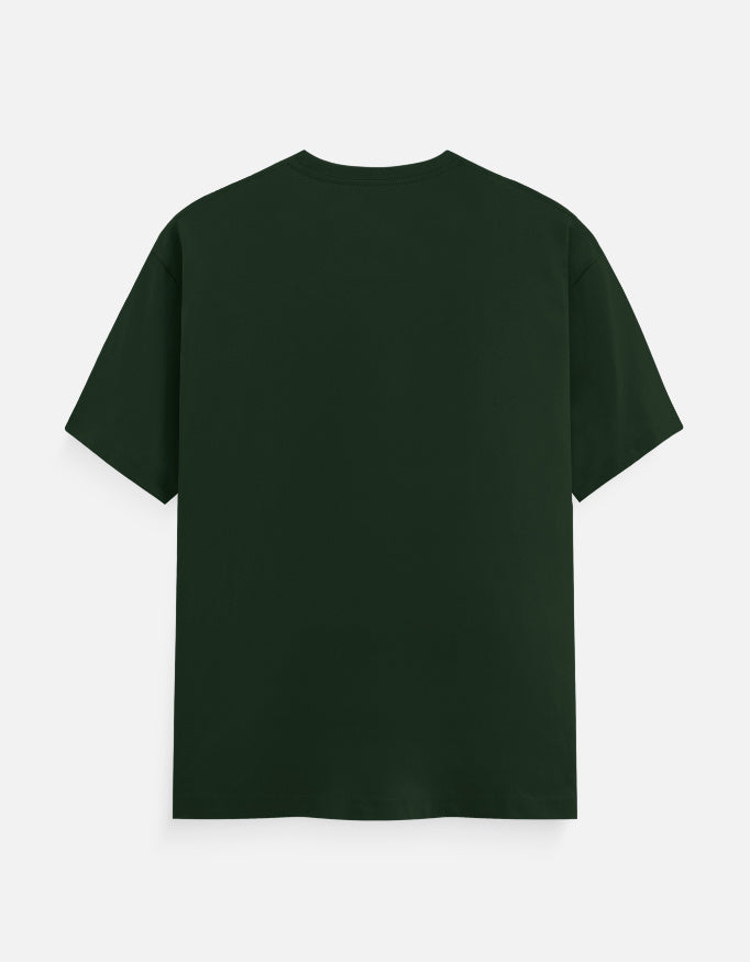 Plain bottle green back of ARTELVIO Krishna and Peacock Heritage cotton T-shirt