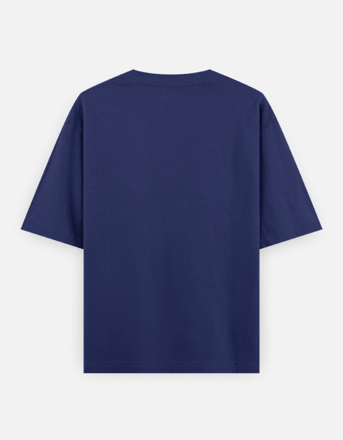 ARTELVIO Signal From Beyond oversized royal blue T-shirt back view, 240 GSM heavyweight cotton