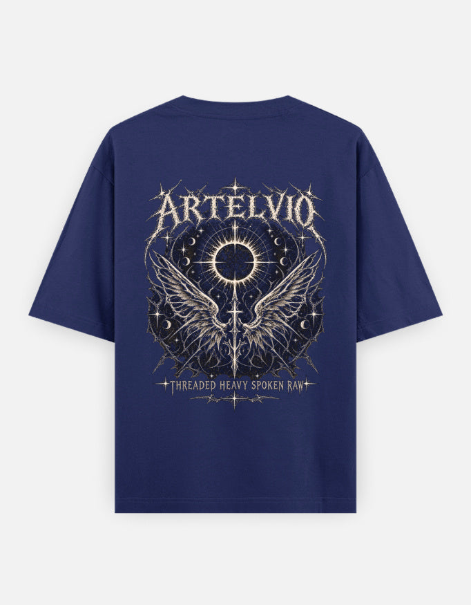 Artelvio Eclipse Wings Oversized Tee — RAW FEMME 002 in royal blue