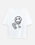 Artelvio The Wait oversized graphic t-shirt in white with hand-drawn Good Things Take Time design