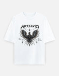 ARTELVIO Phoenix Rebirth oversized white heavyweight T-shirt with phoenix graphic