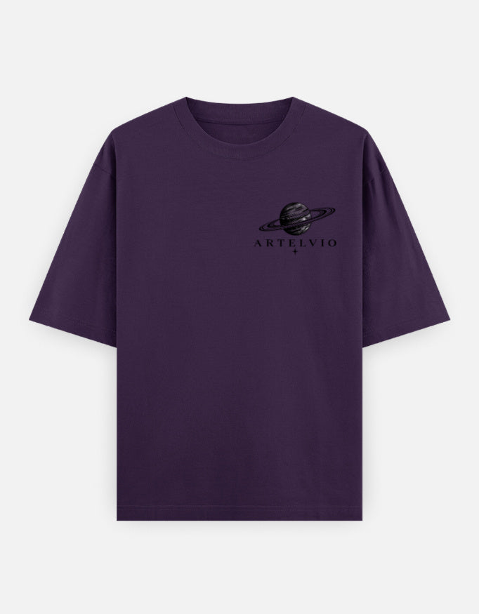 ARTELVIO Unruly oversized purple T-shirt with signature planet crest logo on front