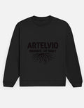 ARTELVIO Observe the Night Men's Black Sweatshirt with tree-root graphic and bold front typography
