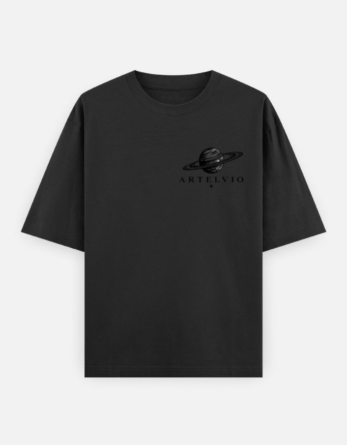 ARTELVIO RAW FEMME 003 oversized T-shirt with signature planet logo in black