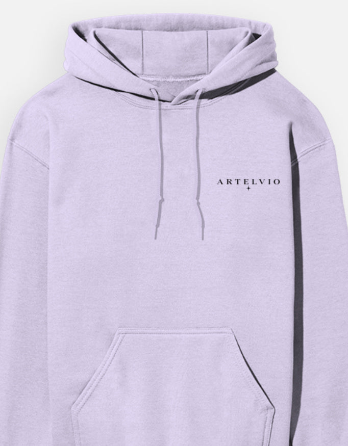 Lavender ARTELVIO Thorned Moon Hoodie featuring the ARTELVIO logo on the front chest.