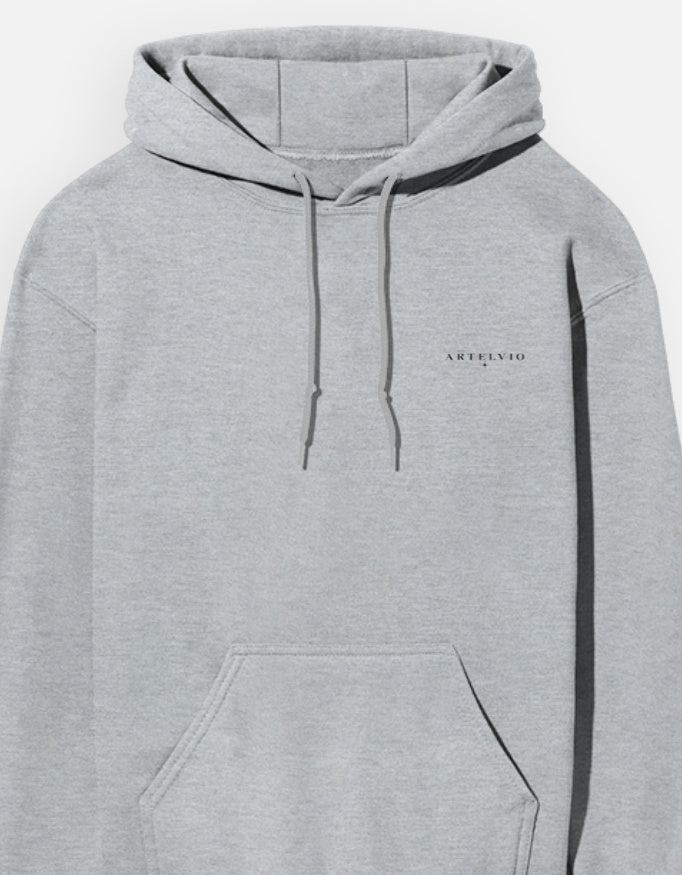 ARTELVIO Crown Cobra grey melange unisex hoodie with logo on left chest