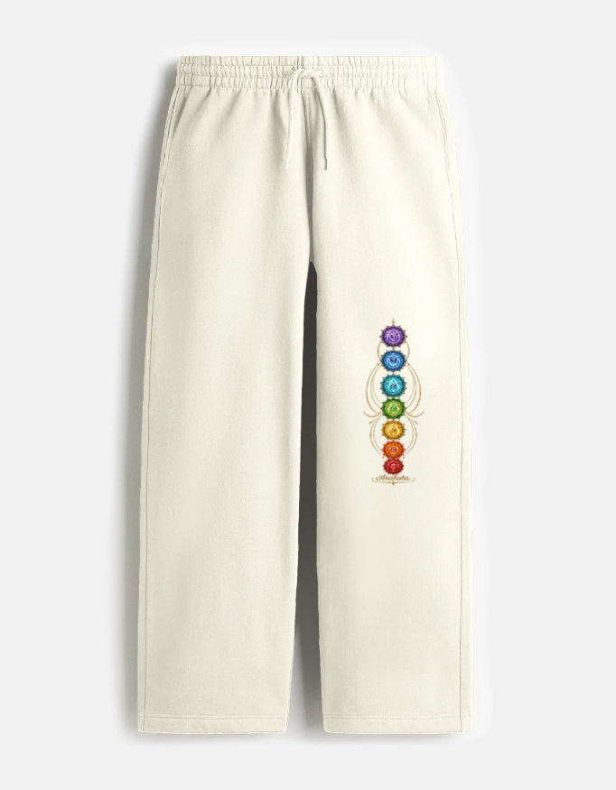 ARTELVIO ANAHATA off white oversized sweatpants with chakra graphic